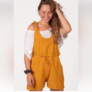Soul Flower striped short overalls jumpsuit. Size  L/XL.